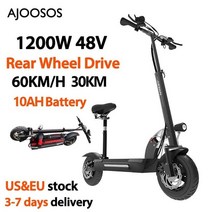 전기스쿠터 전동 퀵 미국/EU ajoosos X60 전기 스쿠터 85 km/h 최대 속도 trotinette lectrique 11 3939오프로드 타이어 접이식 전자 좌석 포함, [06] 1200W 48V 10AH