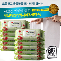효랑 물티슈 엠보싱 캡형 60매입 대형 빅사이즈 (20 x 30cm), 10팩