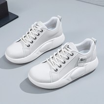 Cwadun 여성키높이운동화 4cm 발편한 운동화 가죽 데일리 스니커즈 통굽