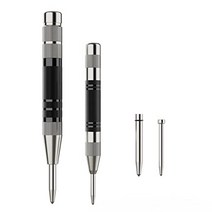 자동 센터 펀치 - 황동 스프링 장착 센터 홀 펀치 2개 팩 조정 가능한 임팩트 센터 펀치