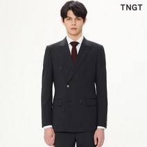 TNGT 차콜 체크 더블버튼 데이텀핏 수트 자켓
