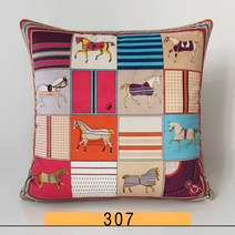 명품 럭셔리 H로고 쿠션 45cm 슈발도리앙 고급 미용실 거실 안방 호텔 북유럽 인테리어 쇼파 말 쿠션, AG