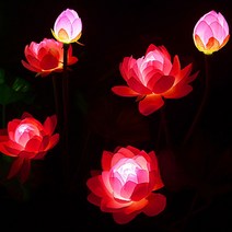 태양광 꽃 정원등 LED 조화 꽃모양 조화조명 사찰 조명 야외등 연꽃 정원등 2개, 핑크