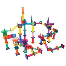 PicassoTiles 200피스 마블 런 레이스 트랙 자석 타일 슈퍼 세트 자석 빌딩 블록 대리석 미로 건설 장난감 STEM 교육용 몬테소리 유치원 유아 학습 남아 및 여아, 40 Piece