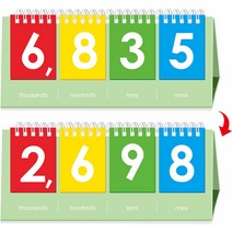 SpriteGru 독립형 자릿값 플립 차트 정수가 있는 양면 수천 명까지 자릿값을 계산하는 교육용 수학 학습, 01 4 digits