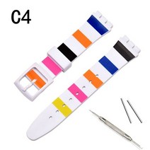 스와치 용 시계 스트랩 PVC 벨트 16mm 17mm 19mm 액세서리 소프트 젤리 컬러 방수 고무 팔찌 도구 포함