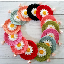 데이지 핸드메이드 뜨개 티코스터 1P, 블랙