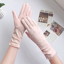 햇빛 자외선 차단 여름용 등산 여성 장갑 쿨 매쉬 UV 여름, 연핑크, 손목커버장갑