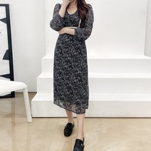 스토리원 여성 플라워 쉬폰 롱 원피스 드레스 RKWM-OP162