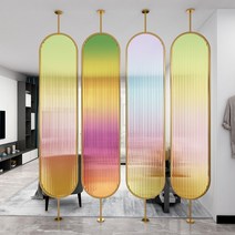 북유럽 불투명 유리 파티션 아치 가벽 인테리어 유리 블럭 가림막, 철제 프레임 30x200cm