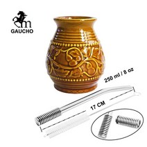 티컵 티웨어 커피세트 티세트 찻주전자 고급 1 개/몫 Yerba Mate 조롱박 세라믹 컵 250 ML 엠 보스 호리병박 패턴 포함 Bombilla 필터 밀짚 amp 청소 브러쉬, [06] MT002-170B