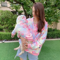 강아지 트윈룩 개플룩 견주 댕플룩 커플룩 귀여운 후드티, 핑크색