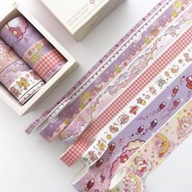 녹색 잎 선인장 저널 테이프 세트 접착 스티커 라벨 마스킹, Purple