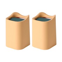 홈카롱 파스텔 예쁜 책상 탁상 미니 휴지통, 옐로우, 2개