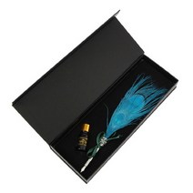 공작 깃털펜 만년필 잉크 세트 블루 럭셔리볼펜 만년필입문용