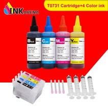 INKARENA T0731-T0734 XL 잉크 카트리지 Epson Stylus CX5500 CX5501 CX5600 CX5900 CX6900F CX7300 CX7310 CX83, 한개옵션0, 한개옵션1