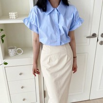 [바보사랑] 여자 여름 캐주얼 카라넥 반팔 블라우스