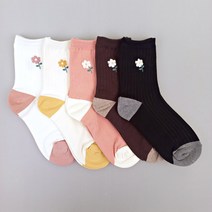 비비드칼라 여성 부클 꽃무늬 양말 5color