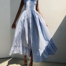 여성원피스 여성 스트라이프 프린트 프릴 드레스 nv 봄가을 코트/트렌치