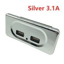 차량용충전기 usb 릴 충전 시거잭 고속 3.1a 4.8a 듀얼 usb 자동차 충전기 소켓 12v 24v 오토바이 자동 트럭 atv 보트 rv 버스 전원 어댑터 콘센트 led, 실버 3.1a