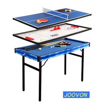 JOOVON 다기능 당구대 4 in 1 접이식 더블 인터랙티브 게임 테이블, 당구/탁구/하키/셔플보드