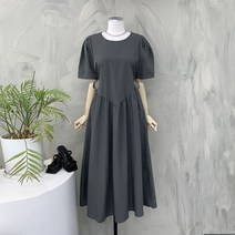 [행복여] 세느 셔링 핀탁 퍼프 플레어 원피스