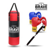 BRAVE 파워샌드백 A세트(샌드백+글러브+철봉), 샌드백+철봉+글러브 레드(중)