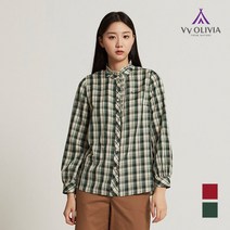 올리비아로렌 아울렛 이월 가을 프릴 체크 블라우스 VVCNLWF8121