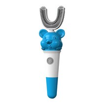 u자형 칫솔 어린이 유아 아이들 방수 솔 머리 손잡이 실리콘 솔을 가진 전동, [01] Blue