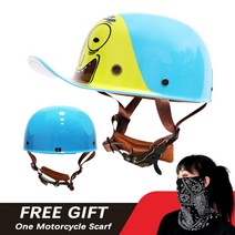 블랙 성인 오픈 페이스 하프 헬멧 모토 빈티지 오토바이 오토바이 레트로 라이딩 크래시 스쿠터 크루저 헬기, 블루6, m, 협력사