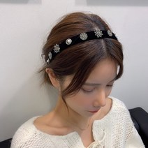 셀프웨딩 브라이덜샤워 생일 선물 제니 아이유 델루나 엔틱 벨벳 얇은 티아라 큐빅 헤어밴드7