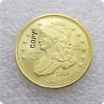 미국 2008 7TH PRESIDENT $10 GOLD COPY 기념 동전-복제 동전 메달 수집품, 한개옵션0