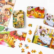 [문구티쳐] 민화샵 틴케이스 퍼즐 (동화/동물) 14종 도안퍼즐 60pcs, 민화 틴케이스퍼즐, 빨간망토