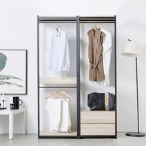 워너비 1200 2단서랍 행거 드레스룸 세트, 화이트