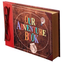 스크랩북 사진 앨범 Our Adventure Book 스크랩북 엠보싱된 글자 하드 커버 기념일 결혼식 여행 베이비 샤워 등을 위한 영화 ‘업’의 스크랩북 (어드벤처 북), Leather Adventure Book