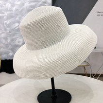 오드리 햅번 밀짚모자 움푹 들어간 모델링 도구 종 모양의 큰 챙 모자 빈티지 높은 척 관광객 비치 분위기