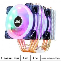 6 구리 파이프 더블 타워 RGB Cpu 라디에이터 쿨러 90MM 3Pin 팬 775 1150 1155 1366 1700 AM3 AM4 X79 2011 PC 방열판 2011-V3, CHINA_2 fan | 4 pin(LGA 1200 1