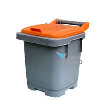 리빙월드 음식물수거함 40L /업소용 음식물쓰레기통 40리터, 회색+주황, 1개