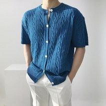 용된다 남자 여름 꽈배기 반팔 니트가디건