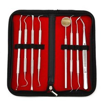구강세정기 6pc/8pc 치과 거울 스테인레스 스틸 의사 준비 도구 세트 프로브 치아 관리 키트 악기 Tweezer Hoe Sickle Scaler, 02 8pc TypeB