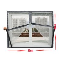 방충망지퍼 방충망 스크린 커튼 모기장 암호화 창 플라이 네트 이동식 벨크로방충망테이프, 회색 거즈, 너비 50x 높이 50