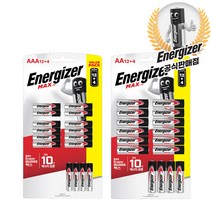 [에너자이저] 맥스 알카라인 건전지 (AA12+4입) (AAA12+4입)/ 파워실 누액방지 Energizer 친환경 무수은 아이 장난감 오래가는
