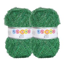 [앵콜스] (10+1) 웰빙 수세미 반짝이(2볼묶음) 80g 원조 수세미실 퐁퐁 아크릴 수세미, 206 그린 메탈(2볼묶음)