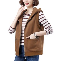 MOSAIRATION 여성 후드 조끼 민소매 자켓 루즈핏 조끼 베스트 L-4XL SFW0810004