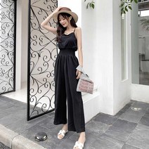 스모크 와이드핏 나시 점프슈트 여성여름데일리민소 여름휴양지코디패션 여성레이어드나시 직장인오피스룩