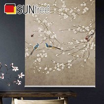 중국 고전 스타일 롤러 블라인드 연꽃 새 인쇄 정전 및 일광 창 블라인드 음영 침실 발코니