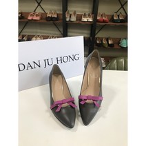 [단주홍]여성수제화 양가죽 컬러포인트 리본 펌프스 6cm DJH9183