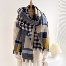 수스다 패브릭 체크무늬 울 목도리 머플러