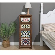 북유럽수납장 코너 서랍장 모던 수납 사이드 다용도 폭좁은 속옷서랍 예쁜 4단 5단 원목, 브라운 4층