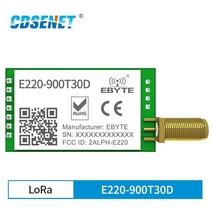 LLCC68 868MHz 915MHz LoRa 무선 모듈 30dBm 장거리 10km RSSI CDSENET E220-900T30D SMA-K UART 송신기 수, 한개옵션0